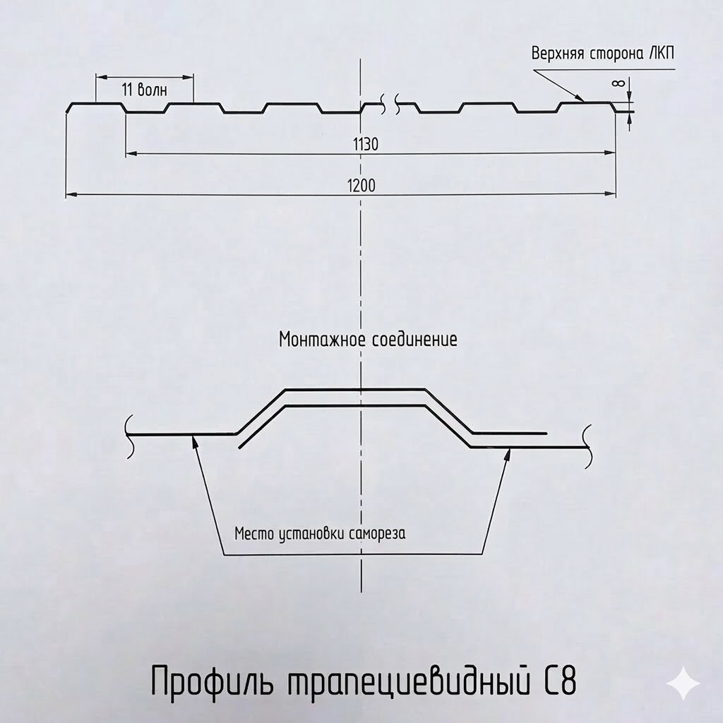Профнастил С-8 0,45мм RAL 7024